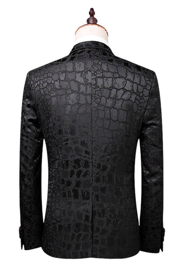 Svart Textur Peak Kavajslag 2 Delad Prom Kostymer